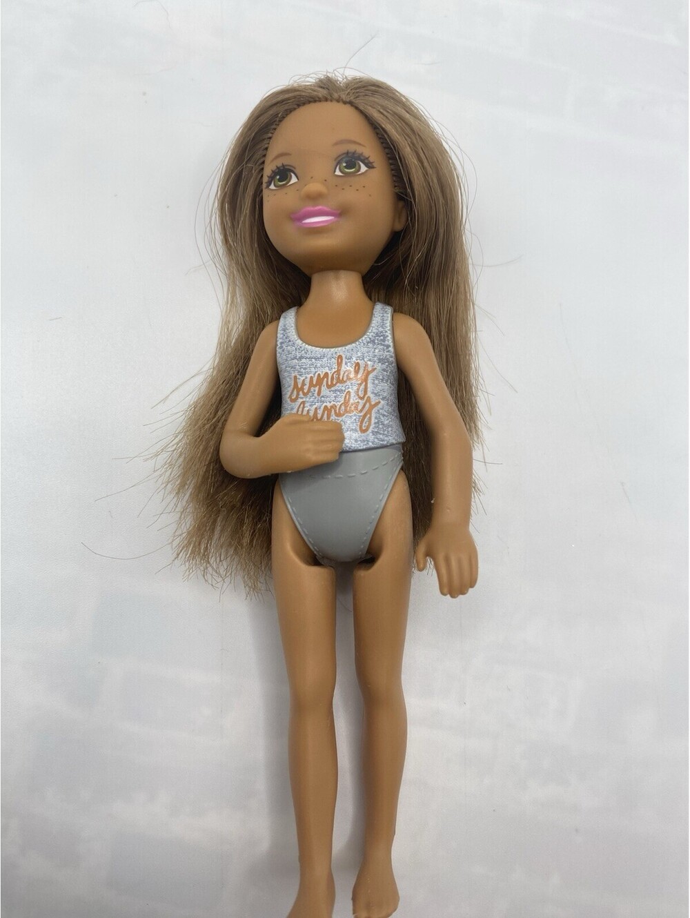 Barbie Little Sister Chelsea Brunette Sunday Funday Swimsuit Doll B17